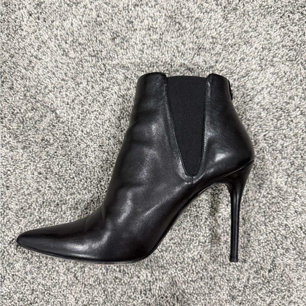 Stuart Weitzman Black Leather Pointed Toe Stiletto Ankle Boots Women US 9 $650